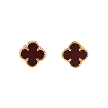 Van Cleef & Arpels Sweet Alhambra Stud Earrings 18K Rose Gold and Carnelian