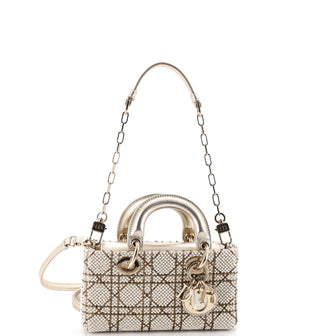 Christian Dior Lady D-Joy Bag Cannage Pearl Beaded Leather Micro