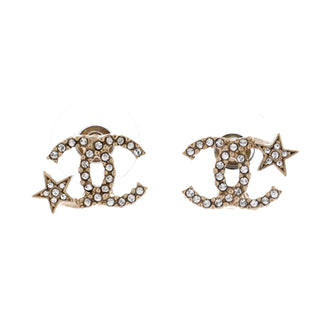 Chanel CC Asymmetrical Starfall Stud Earrings Metal and Crystals
