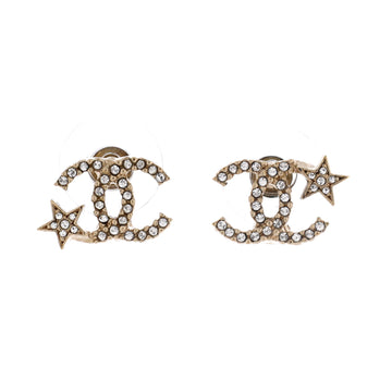 Chanel CC Asymmetrical Starfall Stud Earrings Metal and Crystals