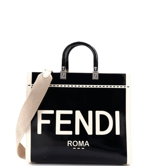 Fendi Sunshine Shopper Tote Patent with Canvas Medium