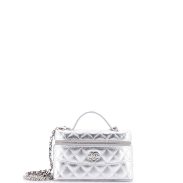 Chanel Trendy Handle Slim Vanity Case with Chain Quilted Caviar