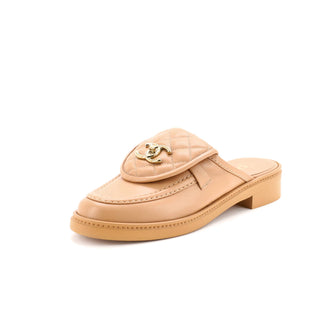 Chanel Women's CC Turnlock Flat Mules Quilted Leather