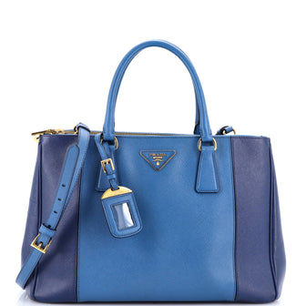 Prada Bicolor Double Zip Lux Tote Saffiano Leather Medium