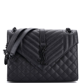 Saint Laurent Classic Monogram Envelope Satchel Mixed Matelasse Leather Medium