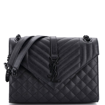 Saint Laurent Classic Monogram Envelope Satchel Mixed Matelasse Leather Medium