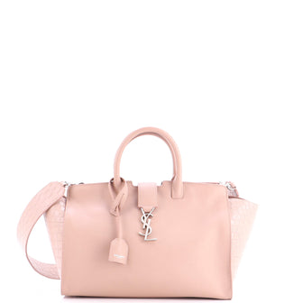 Saint Laurent Monogram Cabas Downtown Leather with Crocodile Embossed Leather Small