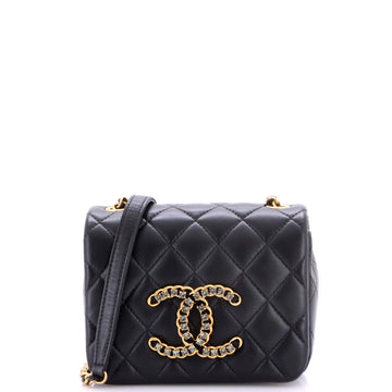 Chanel Crystal CC Full Flap Bag Quilted Lambskin Mini