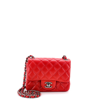 Chanel Square Classic Single Flap Bag Quilted Caviar Mini