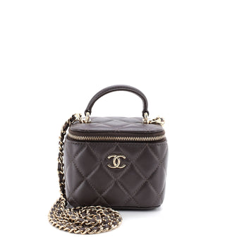 Chanel Classic Top Handle Vanity Case with Chain Quilted Lambskin Mini