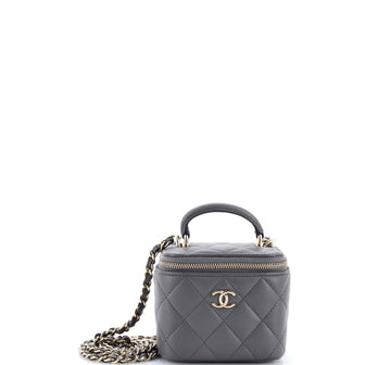 Chanel Classic Top Handle Vanity Case with Chain Quilted Lambskin Mini