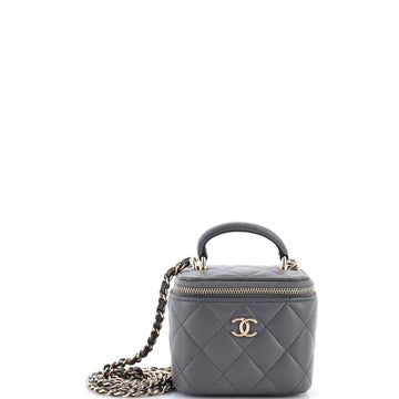 Chanel Classic Top Handle Vanity Case with Chain Quilted Lambskin Mini