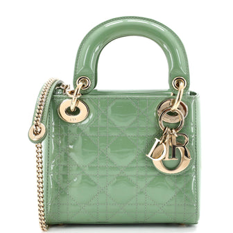 Christian Dior Lady Dior Chain Bag Cannage Quilt Patent Mini
