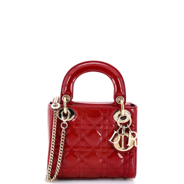 Christian Dior Lady Dior Chain Bag Cannage Quilt Patent Mini