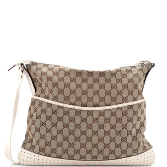 Gucci Zip Messenger GG Canvas with Perforated Leather Large