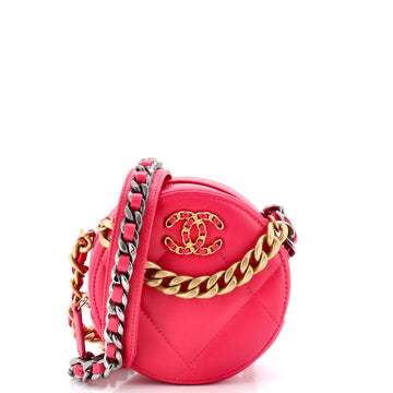 Chanel 19 Round Clutch with Chain Quilted Leather