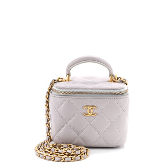 Chanel Classic Top Handle Vanity Case with Chain Quilted Lambskin Mini