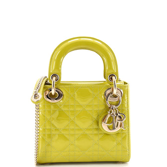 Christian Dior Lady Dior Chain Bag Cannage Quilt Patent Mini