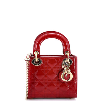 Christian Dior Lady Dior Chain Bag Cannage Quilt Patent Mini
