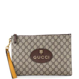 Gucci Neo Vintage Wristlet Pouch GG Coated Canvas