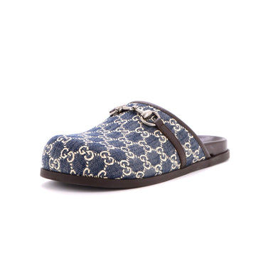 Gucci Men's Rhein Horsebit Mule Slippers GG Denim