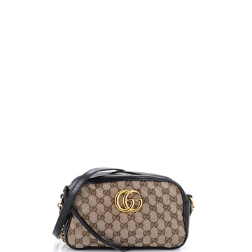 Gucci GG Marmont Shoulder Bag Diagonal Quilted GG Canvas with Leather Small