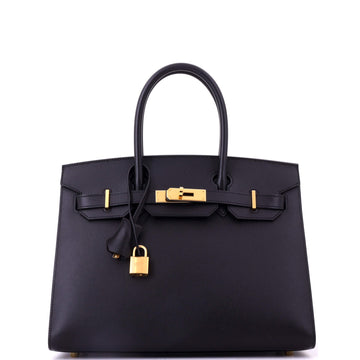 Hermes Birkin Sellier Bag Black Madame with Gold Hardware 30