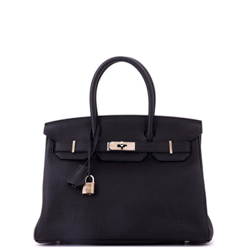Hermes Birkin Handbag Black Togo with Palladium Hardware 30