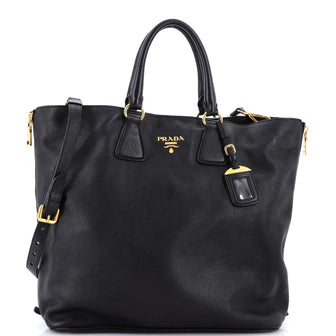 Prada Side Zip Convertible Tote Vitello Daino Large