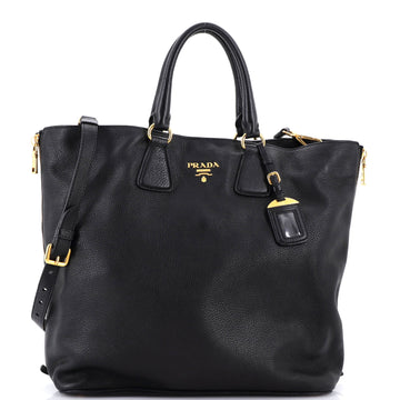 Prada Side Zip Convertible Tote Vitello Daino Large