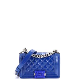 Chanel Boy Flap Bag Quilted Plexiglass Patent Small