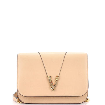 Versace Virtus Chain Flap Shoulder Bag Leather Medium