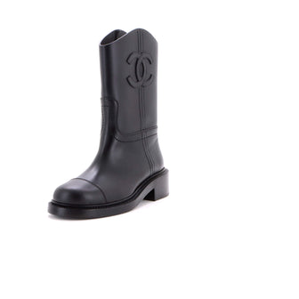 Chanel Women's Cap Toe CC Mid-Calf Boots Leather
