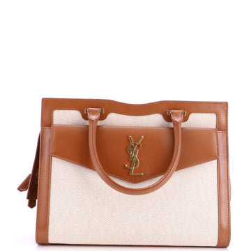 Saint Laurent Uptown Tote Canvas and Leather Medium