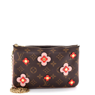 Louis Vuitton Double Zip Pochette Limited Edition Blooming Flowers Monogram Canvas