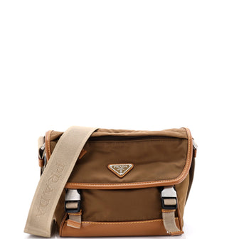 Prada Double Buckle Flap Messenger Bag Re-Nylon with Nappa Leather Small