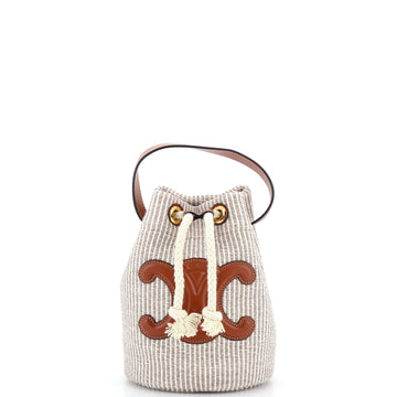 Celine Triomphe Drawstring Bucket Bag Canvas with Leather Teen