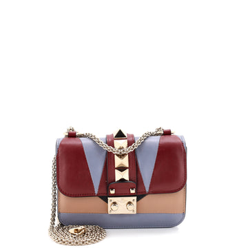 Valentino Garavani Glam Lock Shoulder Bag Geometric Color Block Leather Mini