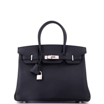 Hermes Birkin Handbag Black Epsom with Palladium Hardware 30