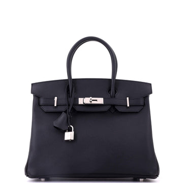 Hermes Birkin Handbag Black Epsom with Palladium Hardware 30