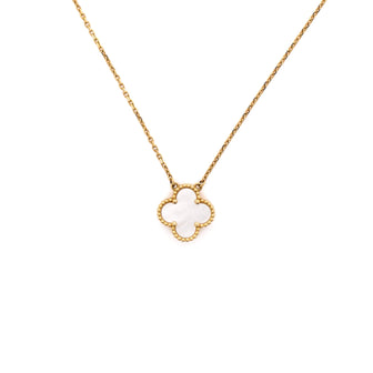 Van Cleef & Arpels Vintage Alhambra Pendant Necklace 18K Yellow Gold and Mother of Pearl