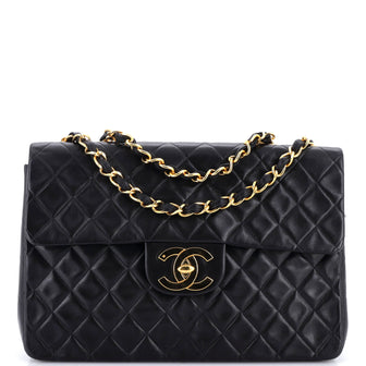 Chanel Vintage Classic Single Flap Bag Quilted Lambskin Maxi
