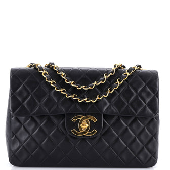 Chanel Vintage Classic Single Flap Bag Quilted Lambskin Maxi