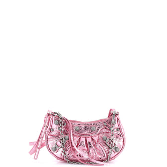 Balenciaga Le Cagole Giant Studs Shoulder Bag Leather with Crystals Mini
