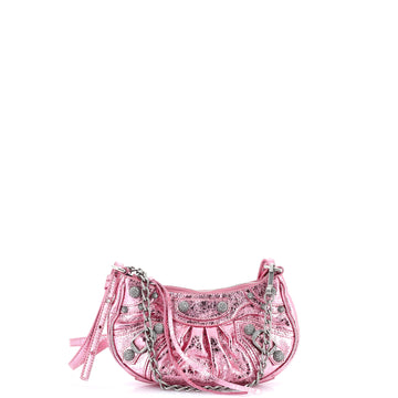 Balenciaga Le Cagole Giant Studs Shoulder Bag Leather with Crystals Mini