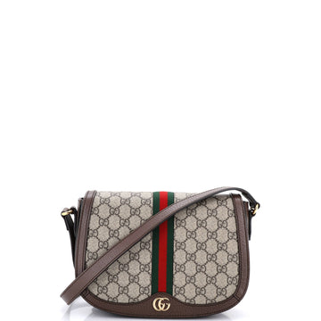 Gucci Ophidia Saddle Flap Shoulder Bag GG Coated Canvas Small