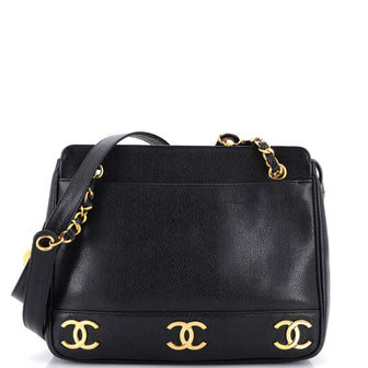 Chanel Vintage Metal CC Shoulder Bag Caviar Medium