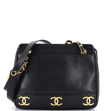 Chanel Vintage Metal CC Shoulder Bag Caviar Medium