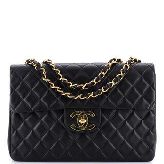 Chanel Vintage Classic Single Flap Bag Quilted Lambskin Maxi