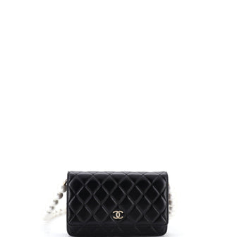 Chanel Pearl Strap Wallet on Chain Quilted Lambskin